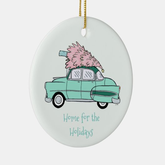 Retro Chevy BelAir kerstversiering Keramisch Ornament (Rechts)