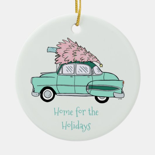 Retro Chevy BelAir kerstversiering Keramisch Ornament (Voorkant)