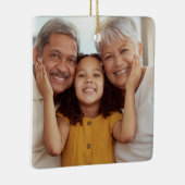 Retro Chic 70s Roze en Gouden Bloemen Familiefoto Keramisch Ornament (Rechts)