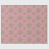 Retro Chic Abstract Daisy Flowers op Roze Cadeaupapier (Vlak)
