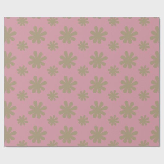 Retro Chic Abstract Daisy Flowers op Roze Cadeaupapier (Vlak)