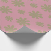 Retro Chic Abstract Daisy Flowers op Roze Cadeaupapier (Hoek)