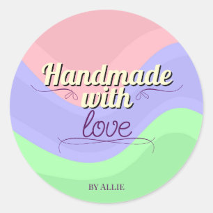 Retro Chic Ambachtelijk met Liefde Persoonlijke St Ronde Sticker