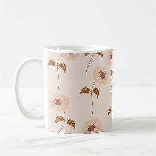Retro Chic Beige Bruine Bloemen -geïnspireerde Y2K Koffiemok