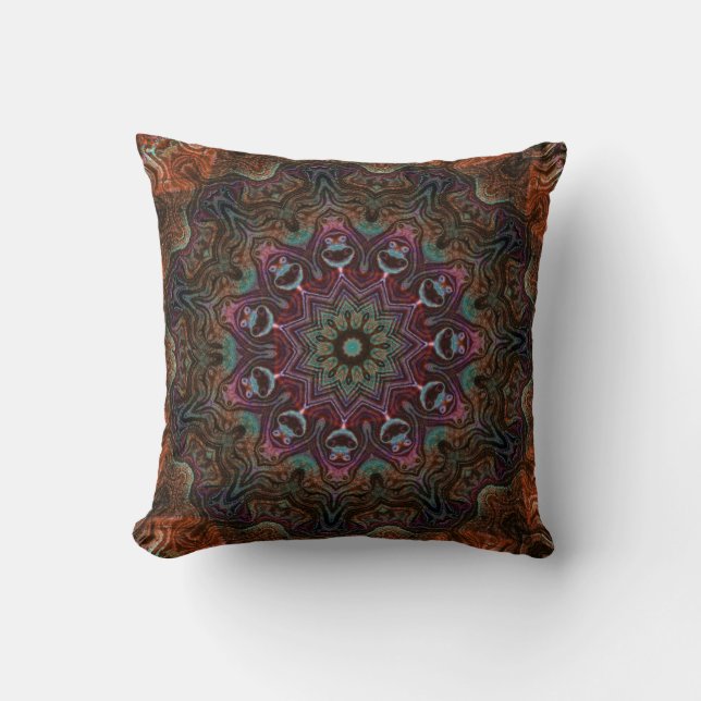 Retro Chic  blauwe marine Floral persian mandala Kussen (Voorkant)