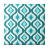 Retro Chic Blauwgroen Aqua Turquoise Ikat Drups Pa Tegeltje (Voorkant)