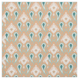 Retro Chic Blauwgroen Taupe Etnisch Ikat Tribaal P Stof