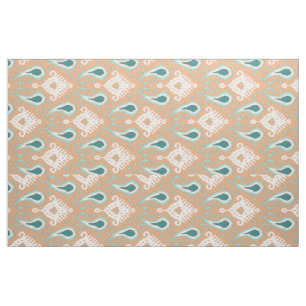 Retro Chic Blauwgroen Taupe Etnisch Ikat Tribaal P Stof