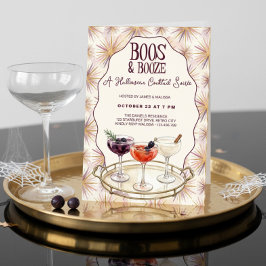Retro Chic Boos en Booze Halloween Soiree Kaart