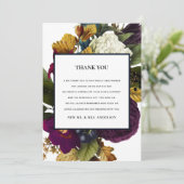 RETRO CHIC BURGUNDY HERFST FLORAL WEDING BEDANKKAART (Staand voorkant)