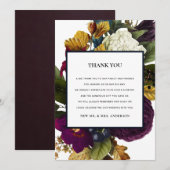 RETRO CHIC BURGUNDY HERFST FLORAL WEDING BEDANKKAART (Voorkant / Achterkant)