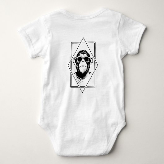 Retro-Chic Chimpansee Diamant – Geometrie Ontmoet Romper (Achterkant)