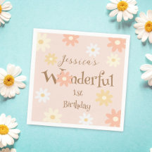 Retro Chic Daisy Flowers Schattige Onederful Birth