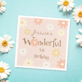 Retro Chic Daisy Flowers Schattige Onederful Birth Servet