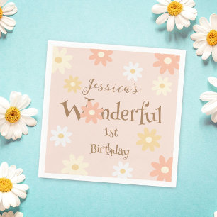 Retro Chic Daisy Flowers Schattige Onederful Birth Servet