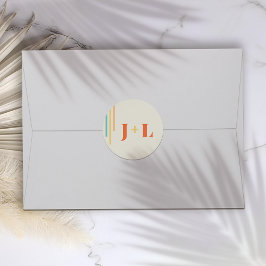 Retro Chic Design met Kleurrijke Strepen Ronde Sticker