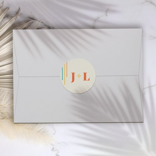 Retro Chic Design met Kleurrijke Strepen Ronde Sticker