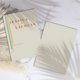 Retro Chic Design with Colorful Stripes Wedding Bedankkaart