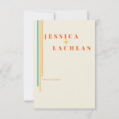 Retro Chic Design with Colorful Stripes Wedding Bedankkaart (Voorkant)