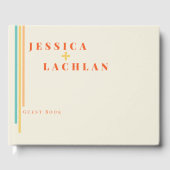 Retro Chic Design with Colorful Stripes Wedding Gastenboek (Voorkant)