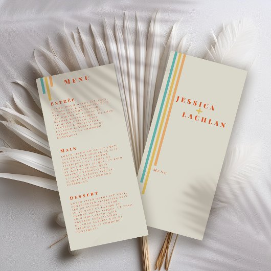 Retro Chic Design with Colorful Stripes Wedding Menu
