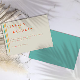 Retro Chic Design with Colorful Stripes Wedding RSVP Kaartje
