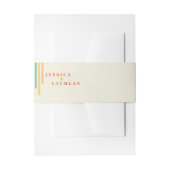 Retro Chic Design with Colorful Stripes Wedding Uitnodigingen Wikkel (Voorkant Voorbeeld)