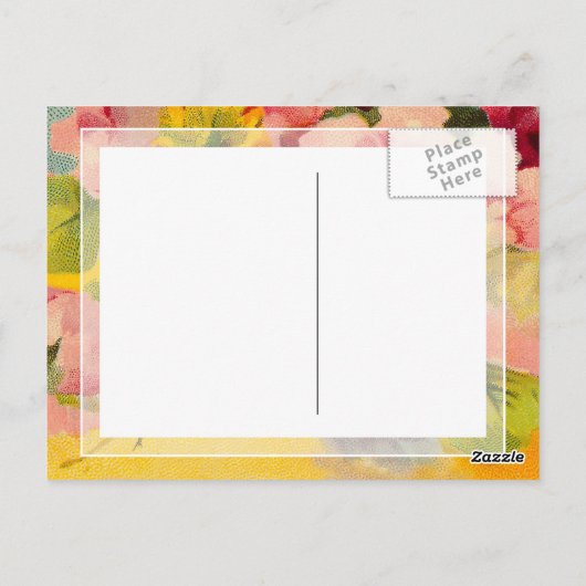 Retro Chic Elegant Roze  Bloemen Primroses Briefkaart (Achterkant)
