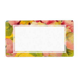 Retro Chic Elegant Roze Bloemen Primroses Etiket