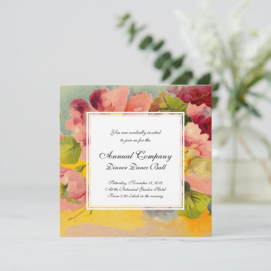 Retro Chic Elegant Roze  Bloemen Primroses Kaart (Staand voorkant)