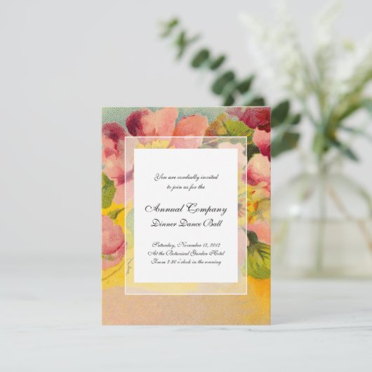 Retro Chic Elegant Roze  Bloemen Primroses Kaart (Staand voorkant)