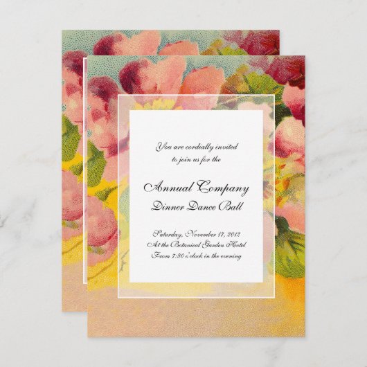 Retro Chic Elegant Roze Bloemen Primroses Kaart (Voorkant / Achterkant)