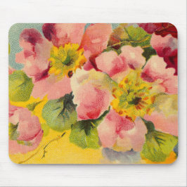 Retro Chic Elegant Roze  Bloemen Primroses Muismat