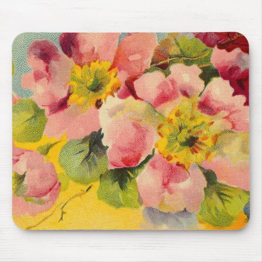 Retro Chic Elegant Roze Bloemen Primroses Muismat (Voorkant)