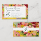 Retro Chic Elegant Roze Bloemen Primroses Visitekaartje (Voorkant / Achterkant)