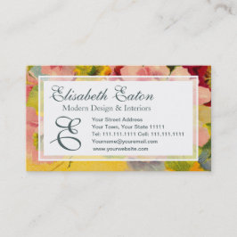 Retro Chic Elegant Roze  Bloemen Primroses Visitekaartje