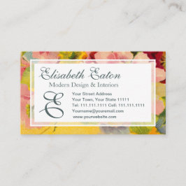 Retro Chic Elegant Roze  Bloemen Primroses Visitekaartje