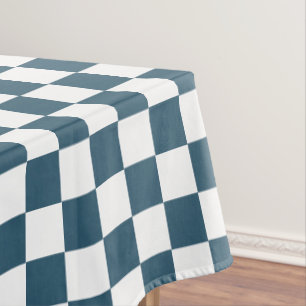 Retro Chic Eucalyptus blauw wit geruit patroon Tafelkleed
