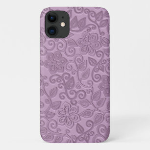 Retro Chic Faux Roze Leder Kunstpatroon iPhone 11 Hoesje