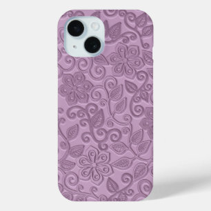 Retro Chic Faux Roze Leder Kunstpatroon iPhone 15 Case