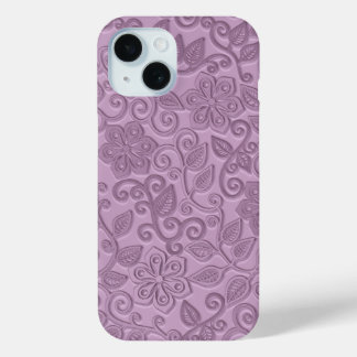 Retro Chic Faux Roze Leder Kunstpatroon iPhone 15 Case
