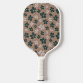 Retro Chic Floral Tan Brown Pickleball Paddle (Achterkant)