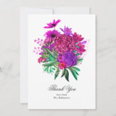 Retro Chic Fuchsia en Paarse Bruiloft Bedankkaart (Voorkant)