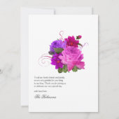 Retro Chic Fuchsia en Paarse Bruiloft Bedankkaart (Achterkant)