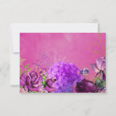 Retro Chic Fuchsia en Paarse Bruiloft RSVP Kaartje (Achterkant)