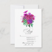 Retro Chic Fuchsia en Paarse Bruiloft RSVP Kaartje (Voorkant)