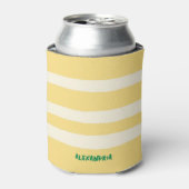 Retro Chic Gele Strepen Gepersonaliseerd Blikjeskoeler (Blikje Voorkant)
