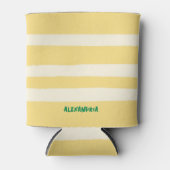 Retro Chic Gele Strepen Gepersonaliseerd Blikjeskoeler (Voorkant)