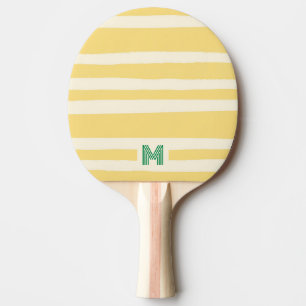 Retro Chic Gele Strepen Monogram Tafeltennisbatje