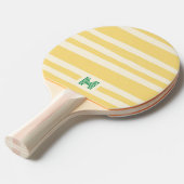 Retro Chic Gele Strepen Monogram Tafeltennisbatje (Voorkant Gekanteld)